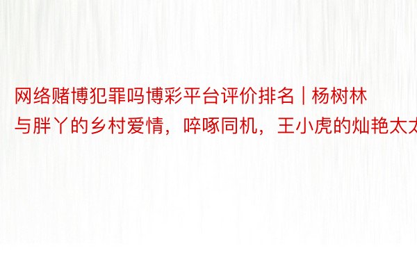 网络赌博犯罪吗博彩平台评价排名 | 杨树林与胖丫的乡村爱情，啐啄同机，王小虎的灿艳太太