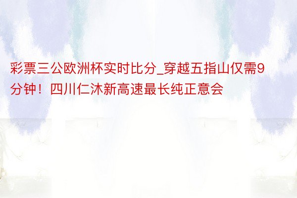 彩票三公欧洲杯实时比分_穿越五指山仅需9分钟！四川仁沐新高速最长纯正意会