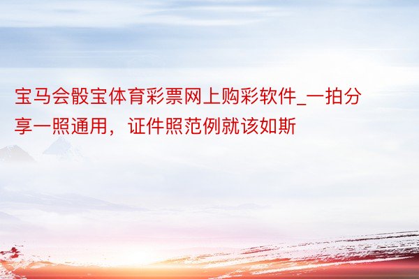 宝马会骰宝体育彩票网上购彩软件_一拍分享一照通用，证件照范例就该如斯