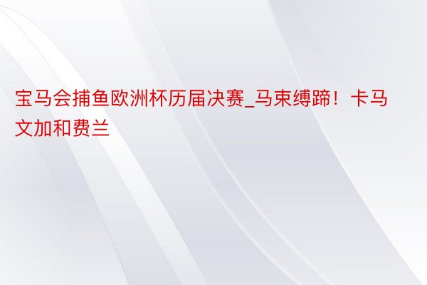 宝马会捕鱼欧洲杯历届决赛_马束缚蹄！卡马文加和费兰