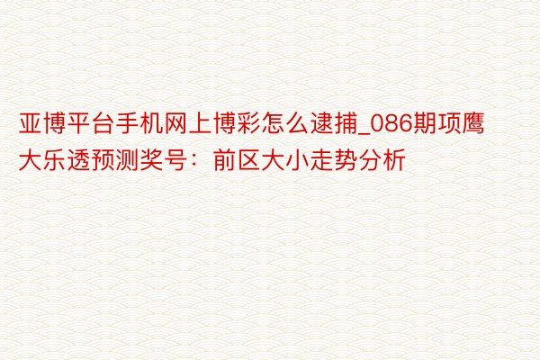 亚博平台手机网上博彩怎么逮捕_086期项鹰大乐透预测奖号：前区大小走势分析